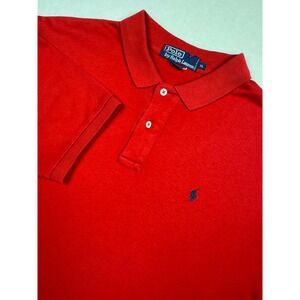 Polo Ralph Lauren Polo Shirt Red Mens XL‎ Classic Fit Cotton Blue Pony USA READ